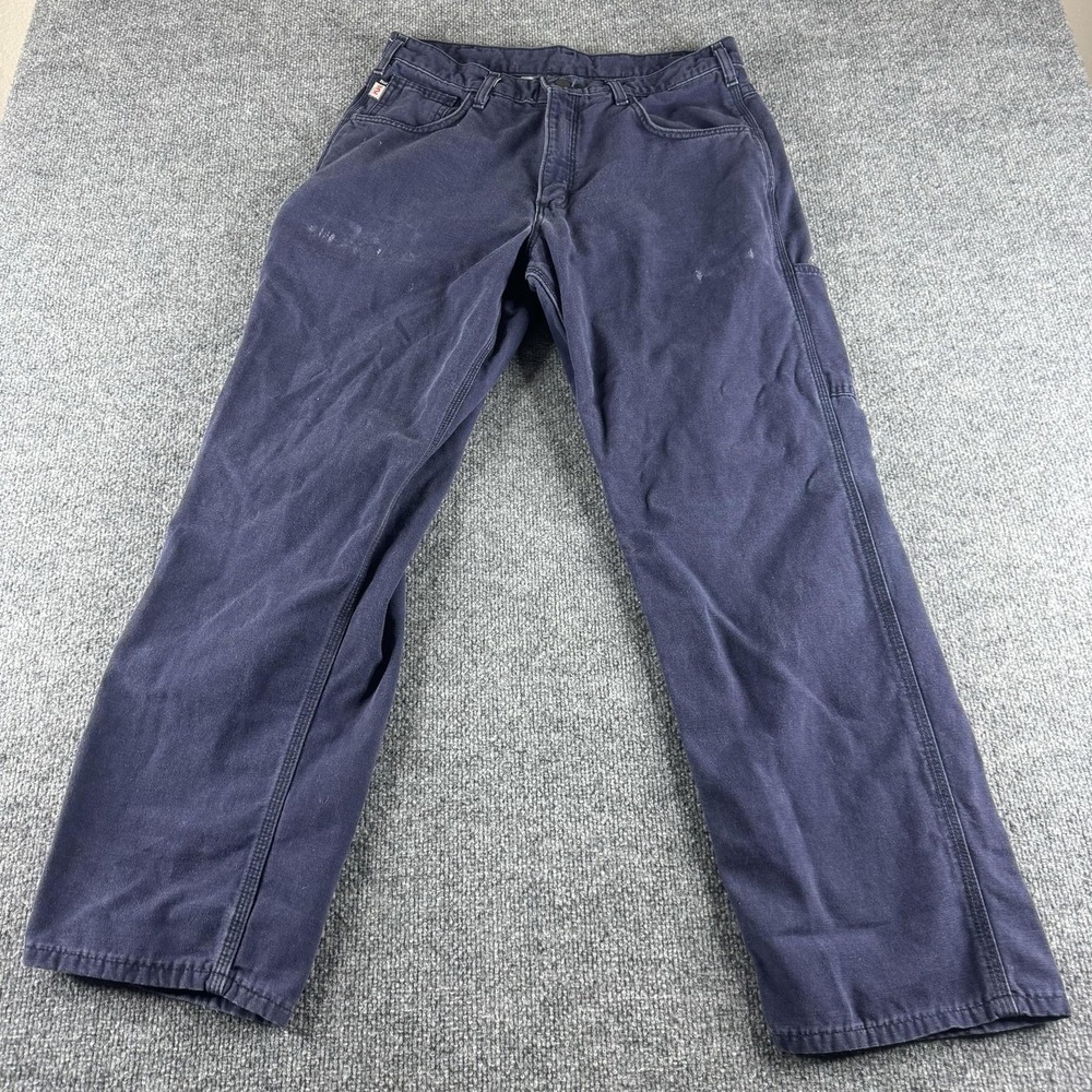 Carhartt FR Pants Mens 34x30 Blue FRB159-DNY Flame Resistant Carpenter Workwear